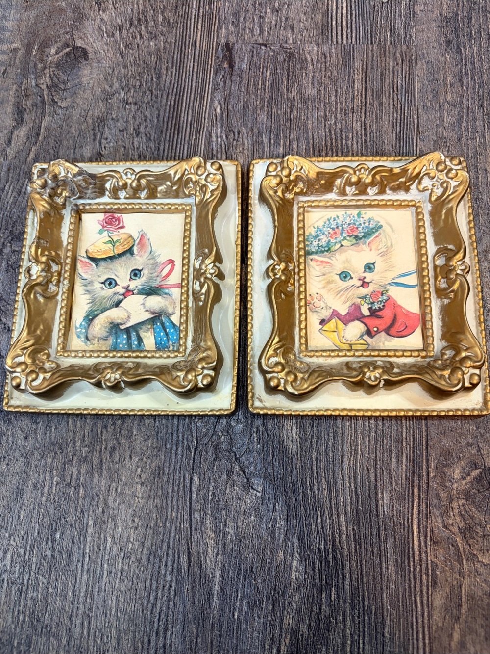 Vintage Donald Art pair of kitten prints